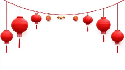 Traditional red and gold lanterns for Lunar New Year