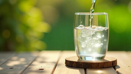 Glass of Clear Water on Sunlit Table &ndash; Minimalist and Refreshing Concept