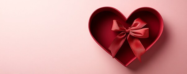 Beautiful heartshaped cutout featuring a red ribbon bow and subtle decorative elements, creating a perfect Valentine s Day theme on a pink backdrop