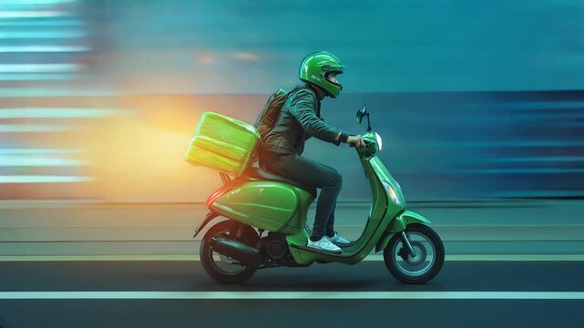 Delivery guy with green schooter