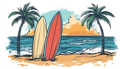 Surfboard on the beach	
