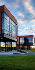A building with a large glass window