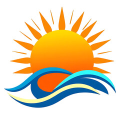 Vibrant sun and ocean waves graphic design