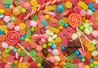 Vibrant Assortment of Colorful Sweets and Candies – Festive Background Treats