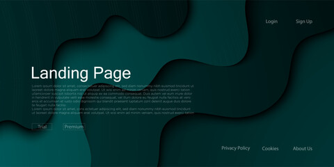 Modern and simple dark green design for landing page abstract background with realistic wave pattern. Eps10 vector