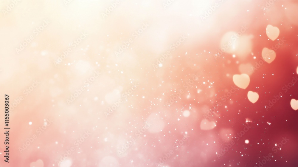 Poster a light pink and white gradient background with a bokeh effect of faint hearts.