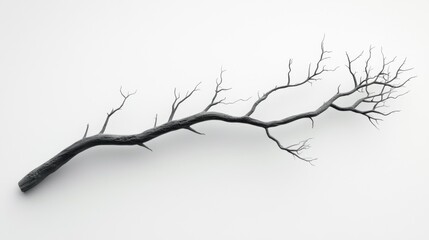 Fototapeta premium A minimalist 3D representation of a tree branch, isolated on a crisp white background, perfect for clean, modern designs.