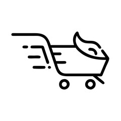 shopping cart icon on black