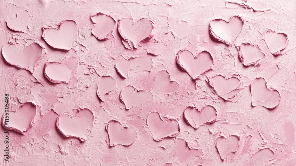Aufkleber a soft blush pink background with textured patterns of tiny hearts.