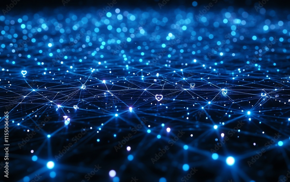 Leinwandbilder 3d rendered social network concept with user symbols and interconnecting lines on a dark blue backgr
