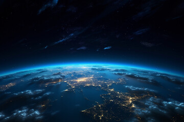 Fototapeta premium A Widescreen View of Earth from Space: A Stunning Perspective of Continents and Oceans