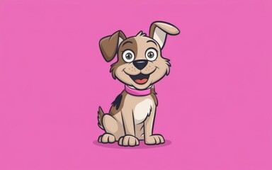 Fototapeta premium A smiling dog with brown fur wearing a green collar, sitting in a grassy field under a bright sky