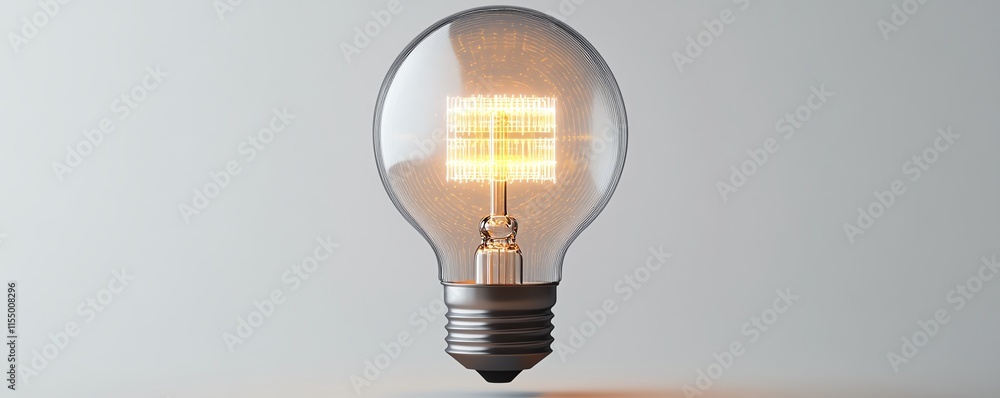 Aufkleber Digital lightbulb with circuit patterns, binary code, and abstract light streaks on a white background, representing innovative ideas, 3D rendering