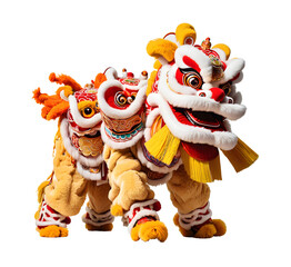 Fototapeta premium Lion dance isolated on transparent background