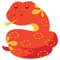 Cute Red Snake Zodiac Cartoon Illustration for Chinese New Year Design, Inspiration, Object, Template, Character