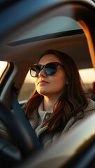 Businesswoman Driving in Early Morning