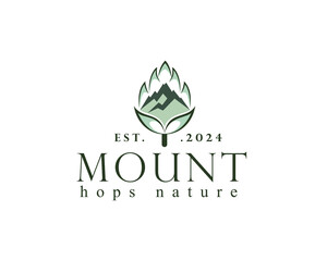 creative hops with mountain in the middle logo design