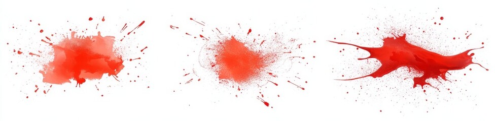 Three red paint splatters isolated on white background. (1)