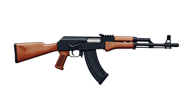 Assault rifle AK47 isolated on white background.