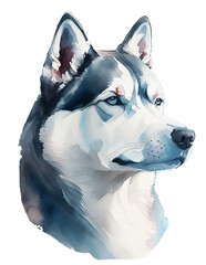 siberian husky dog portrait isolated on transparent background