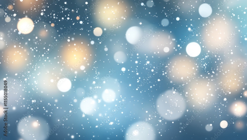 Poster sparkling blue bokeh background with glitter.