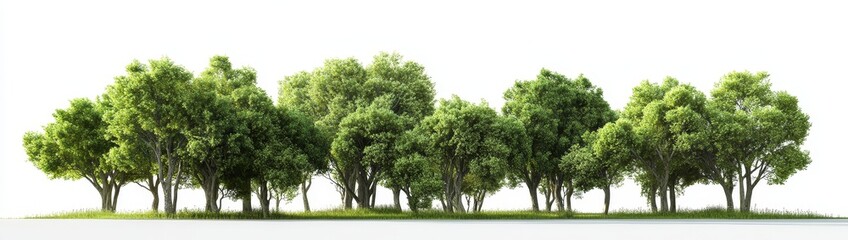 Lush green trees isolated on white background. (1)