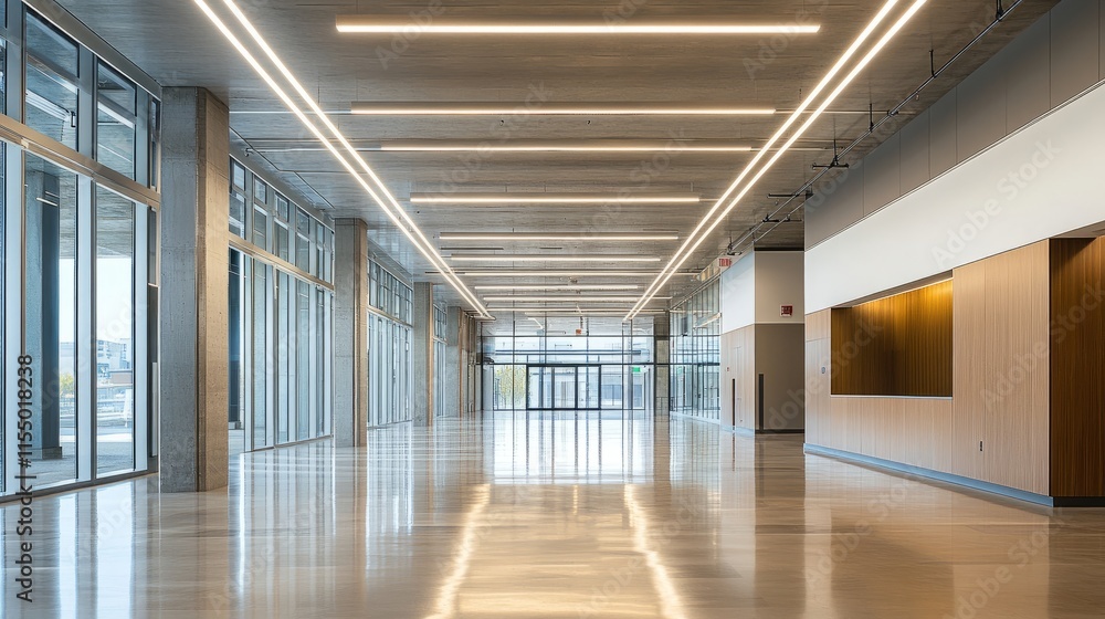Poster linear recessed ceiling lighting in a spacious open-concept loft, creating a cohesive and modern atm