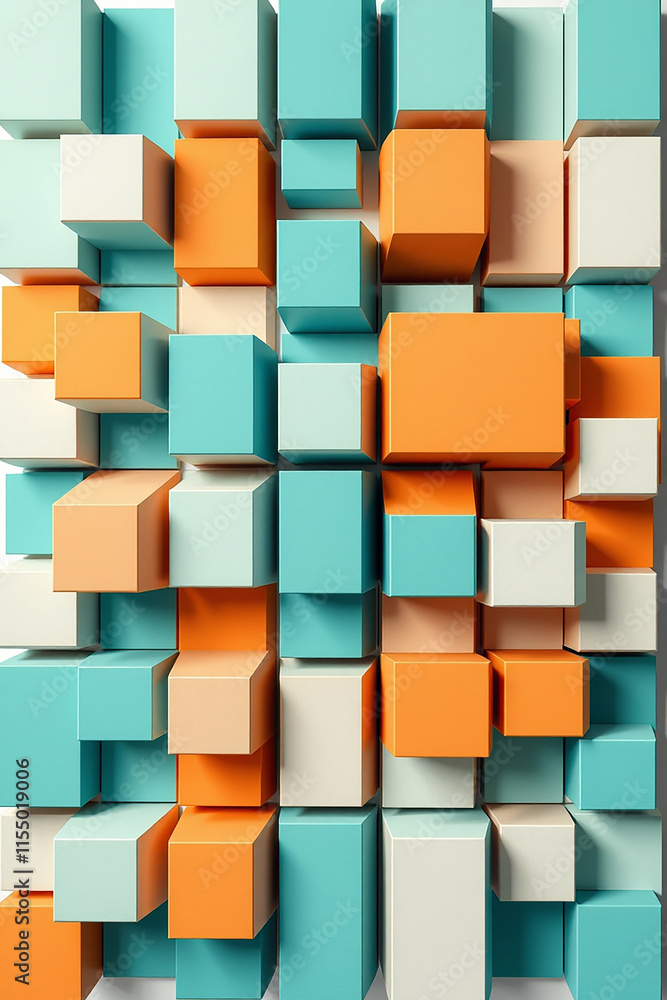 Poster abstract background of multicolored cubes. concept of creativity, diversity, and complexity.