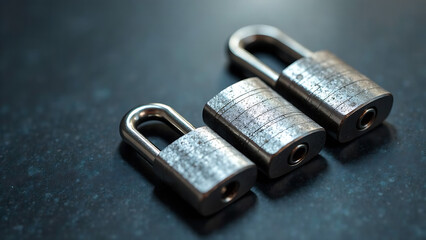 Iron and Platinum Metal Locks isolated on Transparent Background. AI generative new image 