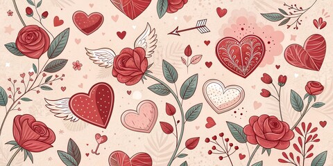 Happy Valentines day wallpaper. Perfect for greetings card, web page, banner, wallpaper, poster, t-shirt design and valentines day celebrations.