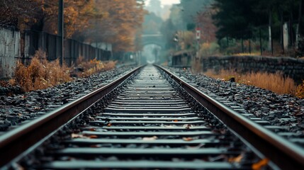Fototapeta premium Train Tracks Leading to the Horizon
