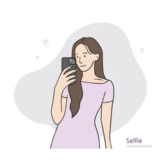 Illustration of a Selfie Girl