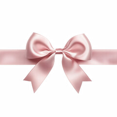Pink Gift Ribbon with Bow isolated on transparent background Generative Ai.