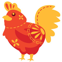 Colorful Cartoon Rooster Chinese Zodiac Illustration, Design Inspiration, Object, Template, Character
