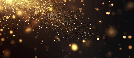 Golden glitter particles on black background. (1)