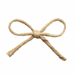 jute rope bow for packing and decoration isolated on transparent background Generative Ai.