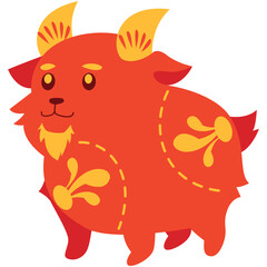 Cute Cartoon Goat Chinese New Year Zodiac Illustration, Design Inspiration, Object, Template, Character