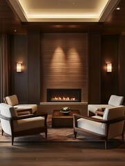 Modern Living Room with Fireplace and Comfortable Chairs