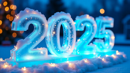 A glowing ice sculpture with intricate carvings, showcasing elegant craftsmanship and illuminated by soft light, perfect for winter events or high-end artistic winter displays