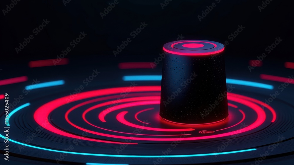 Poster voice and tone recording concept. abstract digital composition with vibrant circular patterns and a 