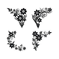 Fototapeta premium black and white floral elements