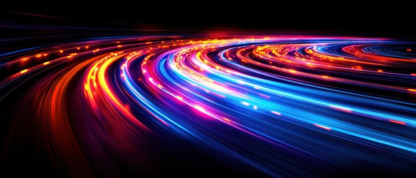 Abstract light trails in vibrant colors.