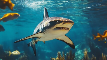 Great White Shark in Ocean. Marine Wildlife, Underwater Predator.