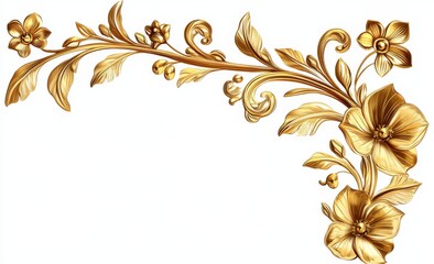 Golden floral corner design element.