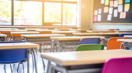 Modern Classroom with Bright Light and Detailed Textures