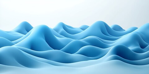 Fototapeta premium Abstract blue waves, undulating hills, 3D rendered landscape.