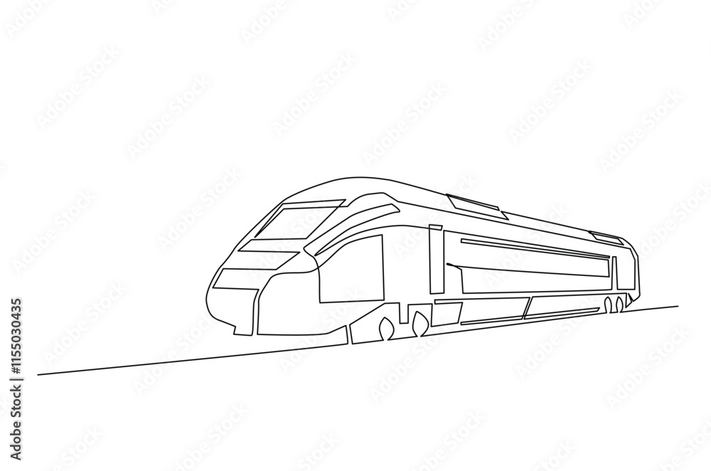Poster high-speed railway continuous one line drawing. high speed train single line art illustration. edita