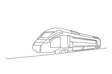 High-speed railway continuous one line drawing. High speed train single line art illustration. Editable vector.