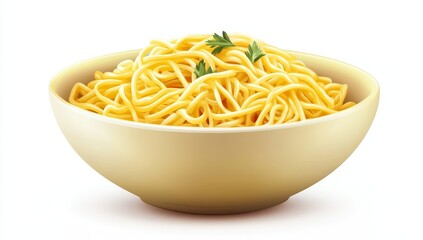 Bowl of cooked spaghetti pasta.