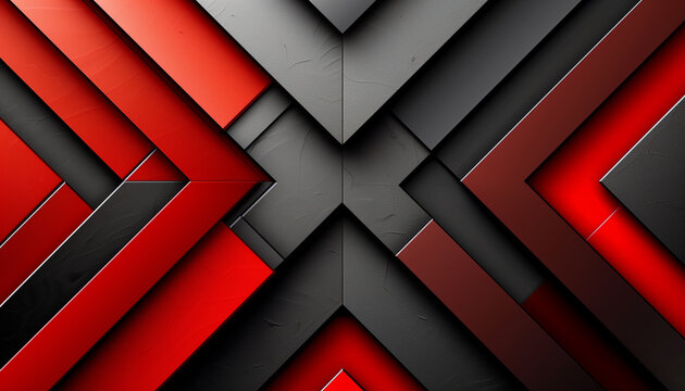 Futuristic technology abstract background featuring dark metallic chevrons and glowing red accent